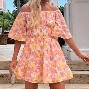 Floral off the shoulder mini dress
